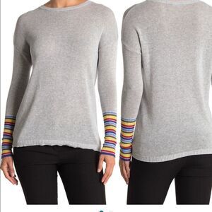 Kier & J rainbow stripe sleeve  cotton cashmere pullover size M